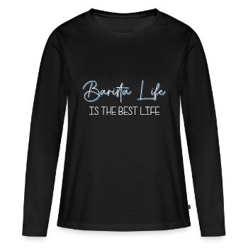 Espresso Milk Foam Morning Muffle - Women's Premium Organic Long Sleeve Shirt - black - Front - Julia (174cm)