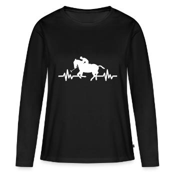 Heartbeat Horse Stallion Jument Ross Polo - T-shirt manches longues Premium bio Femme - noir - Devant - Julia (174cm)