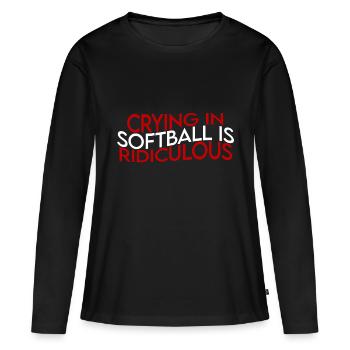 Pleurer au softball est ridicule - T-shirt manches longues Premium bio Femme - noir - Devant - Julia (174cm)