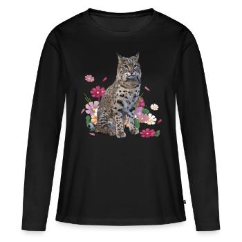 Luchs - Frauen Premium Bio Langarmshirt - Schwarz - Vorne - Julia (174cm)