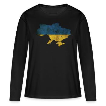 Ukraine - Frontière nationale dans le drapeau national - T-shirt manches longues Premium bio Femme - noir - Devant - Julia (174cm)