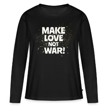 Faites l’amour pas la guerre !! T-shirt anti-guerre drôle - T-shirt manches longues Premium bio Femme - noir - Devant - Julia (174cm)