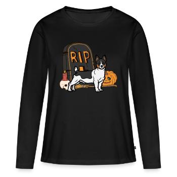 Mignon Teddy Roosevelt Terrier Chien d’Halloween - T-shirt manches longues Premium bio Femme - noir - Devant - Julia (174cm)
