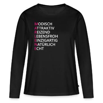 Marlene Name Geschenk - Frauen Premium Bio Langarmshirt - Schwarz - Vorne - Julia (174cm)