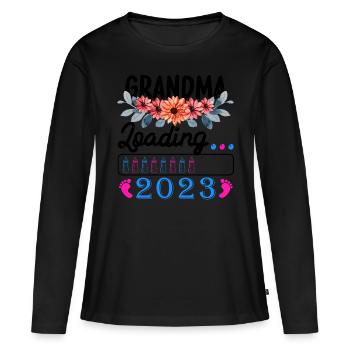Grand-mère-à-être 2023 Chargement de grand-mère 2023 - T-shirt manches longues Premium bio Femme - noir - Devant - Julia (174cm)
