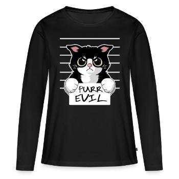 Purr Evil - Le méchant chaton - T-shirt manches longues Premium bio Femme - noir - Devant - Julia (174cm)