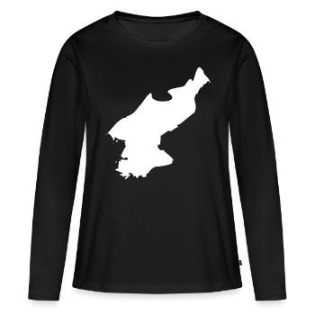 Drapeau de la carte de la Corée du Nord - T-shirt manches longues Premium bio Femme - noir - Devant - Julia (174cm)