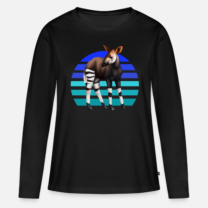 Süßes Okapi - Frauen Premium Bio Langarmshirt - Schwarz