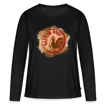 Coq dans le panier - T-shirt manches longues Premium bio Femme - noir - Devant - Julia (174cm)