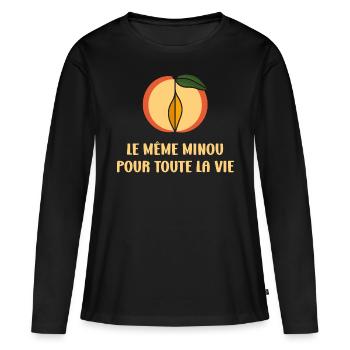 EVG Le Même Minou pour toute la vie - T-shirt manches longues Premium bio Femme - noir - Devant - Julia (174cm)