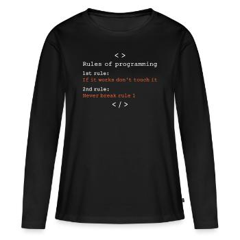 Règles de programmation - T-shirt manches longues Premium bio Femme - noir - Devant - Julia (174cm)