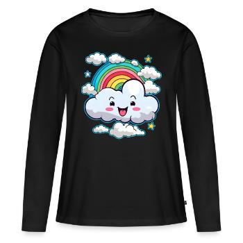 Cute cloud with rainbow - Women's Premium Organic Long Sleeve Shirt - black - Front - Julia (174cm)