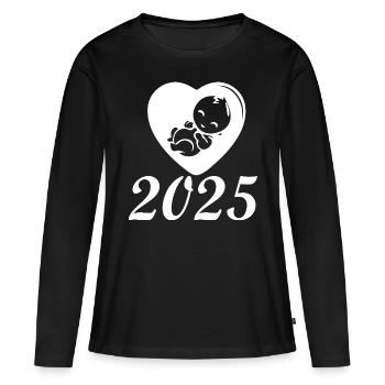 Bébé naîtra en 2025, bébé naîtra en 2025 - T-shirt manches longues Premium bio Femme - noir - Devant - Julia (174cm)
