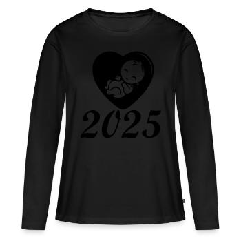 Bébé naîtra en 2025, bébé naîtra en 2025 - T-shirt manches longues Premium bio Femme - noir - Devant - Julia (174cm)