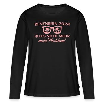 Rentnerin 2024 Ruhestand Frau Rente - Frauen Premium Bio Langarmshirt - Schwarz - Vorne - Julia (174cm)