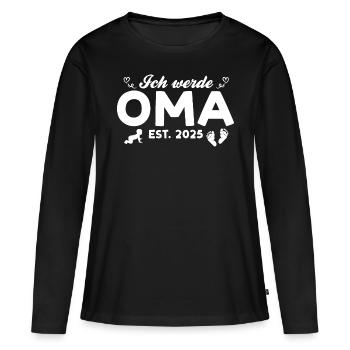 Ich werde Oma 2025 Babyparty - Frauen Premium Bio Langarmshirt - Schwarz - Vorne - Julia (174cm)