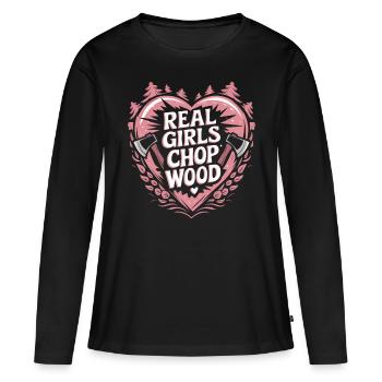 Lumberjack Wood Chopping Women - Women's Premium Organic Long Sleeve Shirt - black - Front - Julia (174cm)