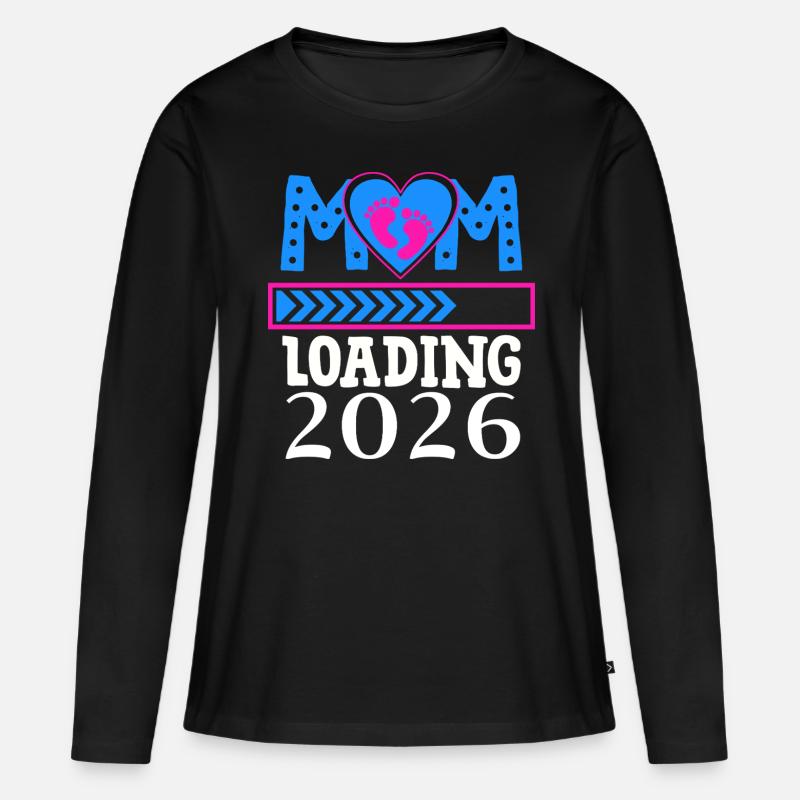 Mom Loading 2026 Werdende Mutter - Frauen Premium Bio Langarmshirt - Schwarz