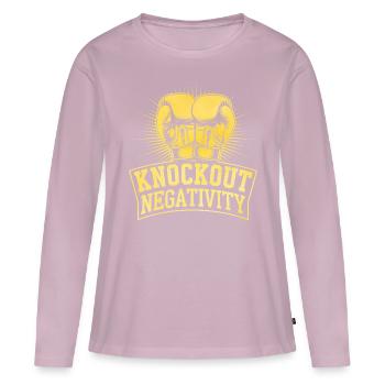 Knockout Negativity Boxer Sports Musculation - T-shirt manches longues Premium bio Femme - rose poudré - Devant - Julia (174cm)