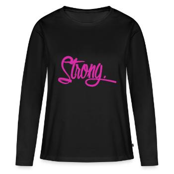 strong violett - Frauen Premium Bio Langarmshirt - Schwarz - Vorne - Julia (174cm)