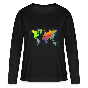 monde - T-shirt manches longues Premium bio Femme - noir - Devant - Julia (174cm)