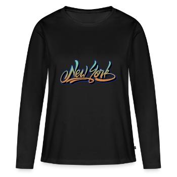 new york - Frauen Premium Bio Langarmshirt - Schwarz - Vorne - Julia (174cm)