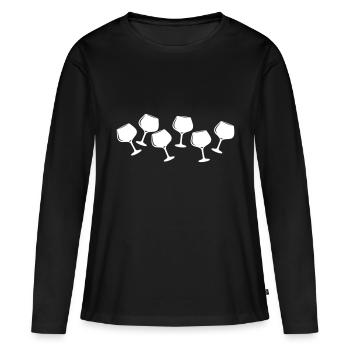 Verre à vin rouge Verre à vin - T-shirt manches longues Premium bio Femme - noir - Devant - Julia (174cm)