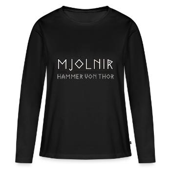 Mjölner: Tors hammare - Ekologisk långärmad premium-T-shirt dam - svart - Fram - Julia (174cm)