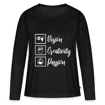 Vision Créativité Passion - T-shirt manches longues Premium bio Femme - noir - Devant - Julia (174cm)
