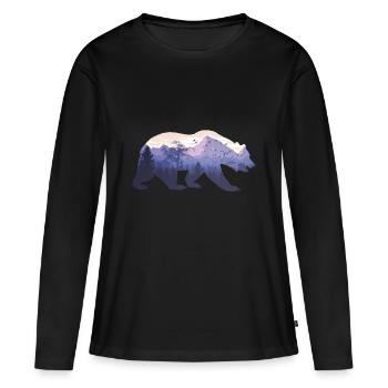 Ours silhouette avec fond - T-shirt manches longues Premium bio Femme - noir - Devant - Julia (174cm)