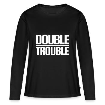 Double Trouble - T-shirt manches longues Premium bio Femme - noir - Devant - Julia (174cm)