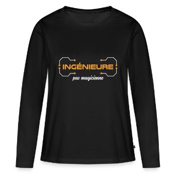 Je suis ingénieure pas magicienne ! Humour travail - T-shirt manches longues Premium bio Femme - noir - Devant - Julia (174cm)