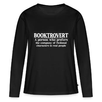 Booktrovert Définition Description 9 - T-shirt manches longues Premium bio Femme - noir - Devant - Julia (174cm)