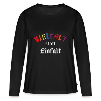 Vielfalt statt Einfalt - Frauen Premium Bio Langarmshirt - Schwarz - Vorne - Julia (174cm)