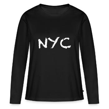 New York City, NYC - T-shirt manches longues Premium bio Femme - noir - Devant - Julia (174cm)