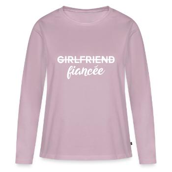 Girlfriend Fiancée Engagement - T-shirt manches longues Premium bio Femme - rose poudré - Devant - Julia (174cm)