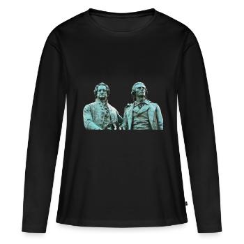 Weimar Göthe Schiller Denkmal - Frauen Premium Bio Langarmshirt - Schwarz - Vorne - Julia (174cm)