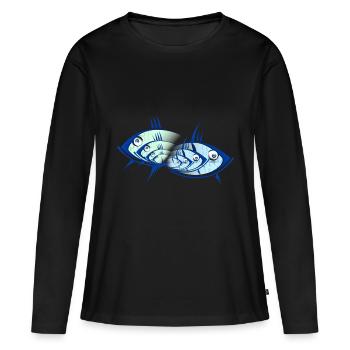 Poisson en trois dimensions - T-shirt manches longues Premium bio Femme - noir - Devant - Julia (174cm)
