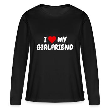 J’aime ma copine beau cœur de Saint-Valentin - T-shirt manches longues Premium bio Femme - noir - Devant - Julia (174cm)