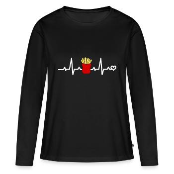 Pommes - Frauen Premium Bio Langarmshirt - Schwarz - Vorne - Julia (174cm)