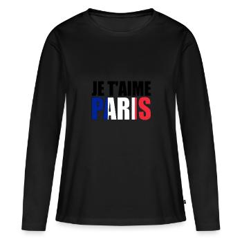 PARIS - T-shirt manches longues Premium bio Femme - noir - Devant - Julia (174cm)