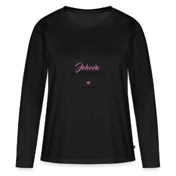 Jehova du bist mein Gott - Frauen Premium Bio Langarmshirt - Schwarz - Vorne - Julia (174cm)