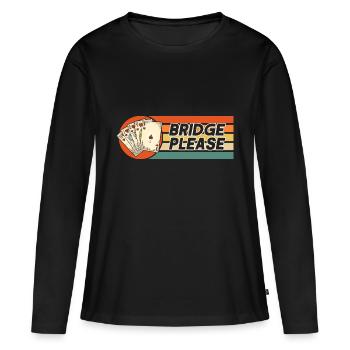 Bridge bitte - Frauen Premium Bio Langarmshirt - Schwarz - Vorne - Julia (174cm)