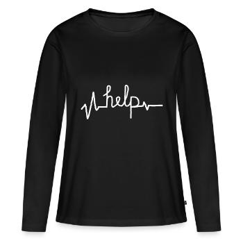 help -aide - T-shirt manches longues Premium bio Femme - noir - Devant - Julia (174cm)