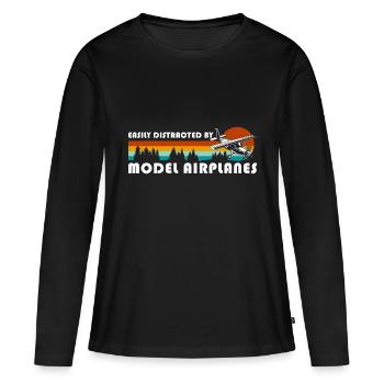 Maquette d’aéromodélisme - T-shirt manches longues Premium bio Femme - noir - Devant - Julia (174cm)
