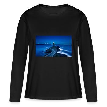 Côte avec phare - T-shirt manches longues Premium bio Femme - noir - Devant - Julia (174cm)