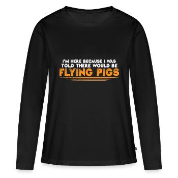 On m’a dit qu’il y aurait des cochons volants 16 - T-shirt manches longues Premium bio Femme - noir - Devant - Julia (174cm)