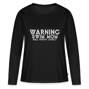Warning Swim Mom Will Shout Loudly 8 - Frauen Premium Bio Langarmshirt - Schwarz - Vorne - Julia (174cm)