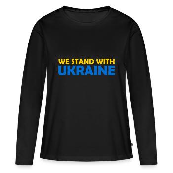 Nous sommes aux côtés de l’Ukraine - T-shirt manches longues Premium bio Femme - noir - Devant - Julia (174cm)