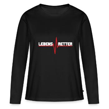 Lebensretter EKG Design - weiße Schrift - Frauen Premium Bio Langarmshirt - Schwarz - Vorne - Julia (174cm)